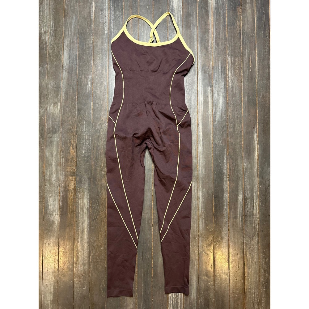 Shein Sport Women Coco Yellow Jumpsuit Bodysuit Yoga Activewear
